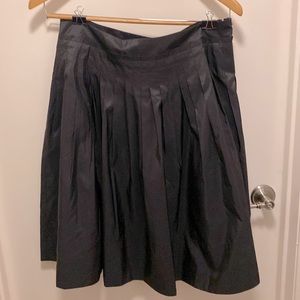 Black Silk Talbots Knee Length Pleated Skirt